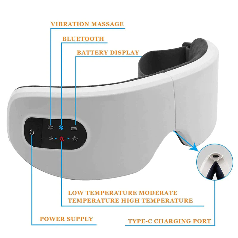 4D Electric Smart Eye Massager Bluetooth Vibration Heated Massage for Tired Eyes Dark Circles Remove Eye Care